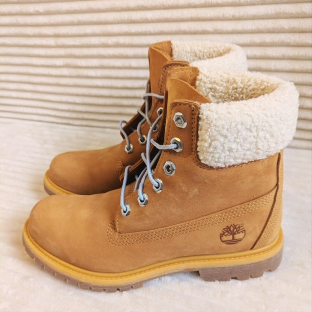 Women's Timberland® Premium 6-Inch Waterproof Boot - Wheat Nubuck/Blue